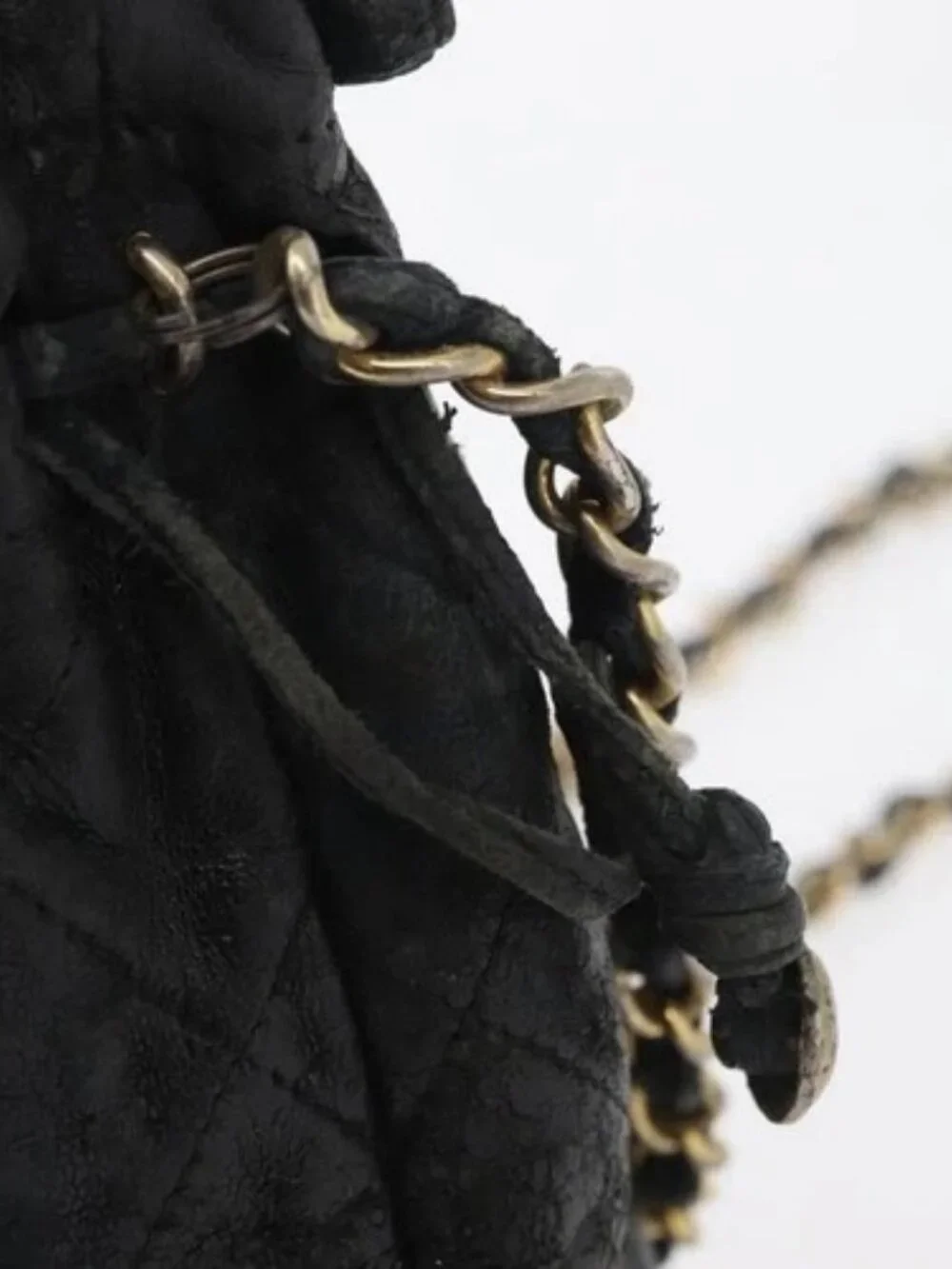 CHANEL Matelasse Chain Shoulder Bag Lamb Skin Black Gold CC Auth BD2003